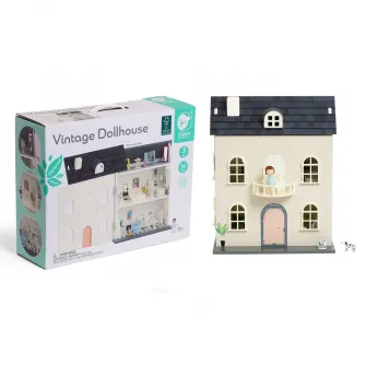 Casuta din lemn pentru papusi, Mappy Vintage cu figurine, multicolor