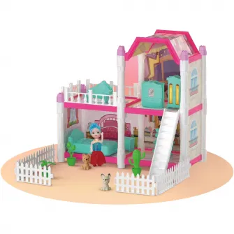 Casuta pentru papusi, Mappy Luxury Mini villa, 3 camere, roz