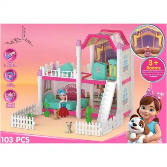 Casuta pentru papusi, Mappy Luxury Mini villa, 3 camere, roz
