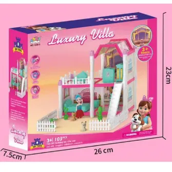 Casuta pentru papusi, Mappy Luxury Mini villa, 3 camere, roz