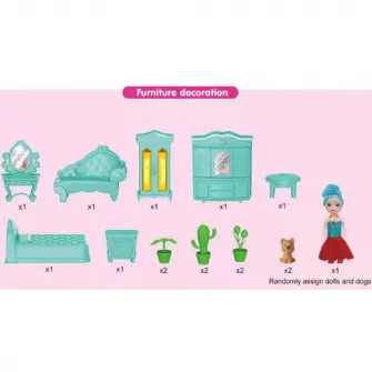 Casuta pentru papusi, Mappy Luxury Mini villa, 3 camere, roz