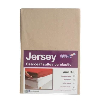 Cearceaf cu elastic Gecor, 180x200 cm, bumbac 100%, Bej