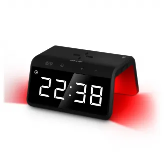 Ceas cu alarma digital SENCOR SDC 7900 Qi, afisaj LED, incarcare fara fir, functie de amanare, negru/alb