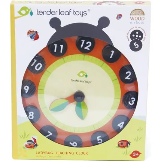 Ceas din lemn Tender Leaf Toys - Buburuza, 12 piese
