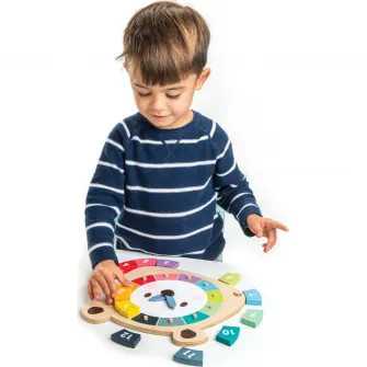 Деревянные часы Tender Leaf Toys - Красочный плюшевый мишка, 12 штук