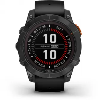 Ceas smartwatch Garmin Fenix 7 Pro Solar, Glass, curea Neagra, Slate Grey