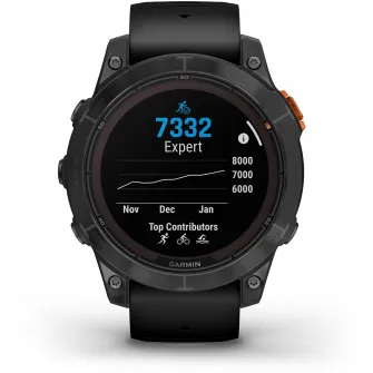 Ceas smartwatch Garmin Fenix 7 Pro Solar, Glass, curea Neagra, Slate Grey