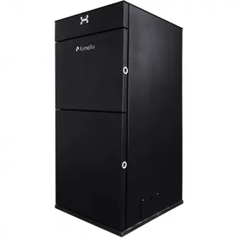 Centrala peleti Fornello Pellet King 30 kw, complet echipata pentru incalzire, pompa circulatie, vas expansiune, automatizare, telecomanda, buncar peleti 70 kg, tiraj fortat, culoare neagra, aprindere automata, curatare facila, pana la 200 mp