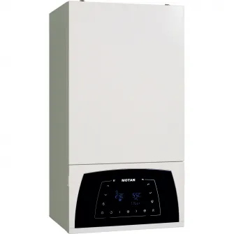 Centrala termica in condensare Motan Condens Plus 100 C38GC25V1, 25 kw, schimbator principal inox, schimbator secundar supradimensionat, raport de modulare 1:10, grup hidraulic din bronz, fara kit de evacuare