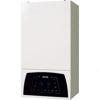 Centrala termica in condensare Motan Condens Plus 100 C38GC35V1, 35 kw, schimbator principal inox, schimbator secundar supradimensionat, raport de modulare 1:10, grup hidraulic din bronz, fara kit de evacuare