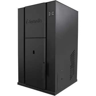 Centrala termica monobloc pe peleti Fornello Pellet King 35 KW, pompa circulatie, vas expansiune, supapa de siguranta, tiraj fortat, buncar peleti 80 l, aprindere automata, telecomanda, recomandat pentru 250 mp, Negru