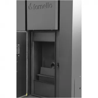 Centrala termica monobloc pe peleti Fornello Pellet King 35 KW, pompa circulatie, vas expansiune, supapa de siguranta, tiraj fortat, buncar peleti 80 l, aprindere automata, telecomanda, recomandat pentru 250 mp, Negru