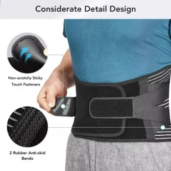 Centura Medicala Lombara Ziya Kose Premium cu Pad, Suport Vertical 360В°, Postoperatorie, Prevenire Ameliorare Hernie de Disc, Brau Medicinal, Culoare Negru, Marime XL