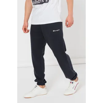 Champion, Pantaloni de trening cu model uni si detaliu logo, Albastru ultramarin, M