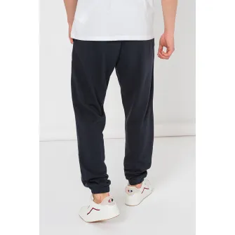 Champion, Pantaloni de trening cu model uni si detaliu logo, Albastru ultramarin, M