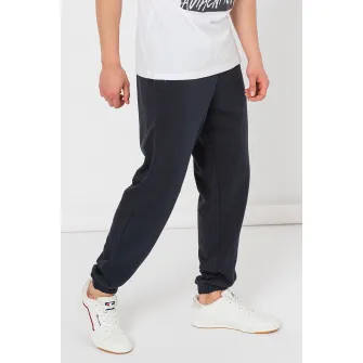 Champion, Pantaloni de trening cu model uni si detaliu logo, Albastru ultramarin, M