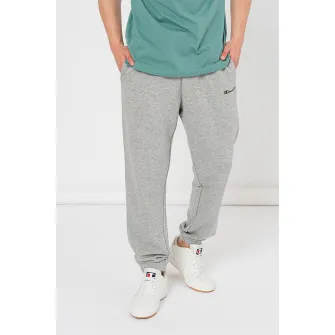 Champion, Pantaloni de trening cu model uni si detaliu logo, Gri melange, L