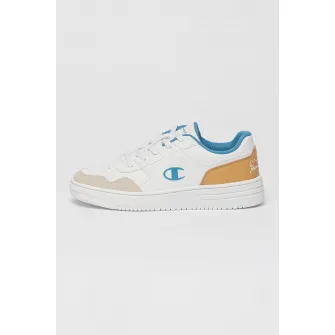 Champion, Pantofi sport din piele ecologica cu aspect contrastant, Maro, Alb, 39 EU