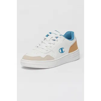Champion, Pantofi sport din piele ecologica cu aspect contrastant, Maro, Alb, 39 EU