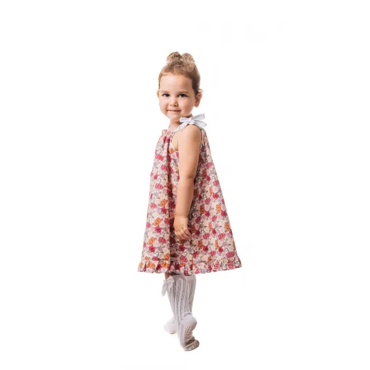 CHARMONY, Rochie evazata cu model floral, Rosu, Roz, 80-86 CM