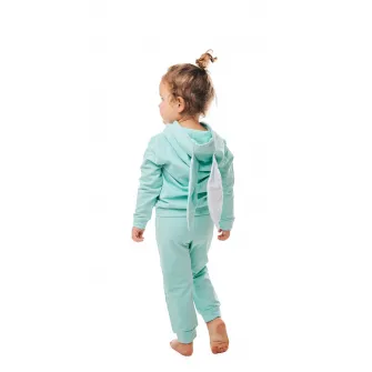 CHARMONY, Set de pantaloni de trening si hanorac cu urechi aplicate, Verde menta, 110-116 CM