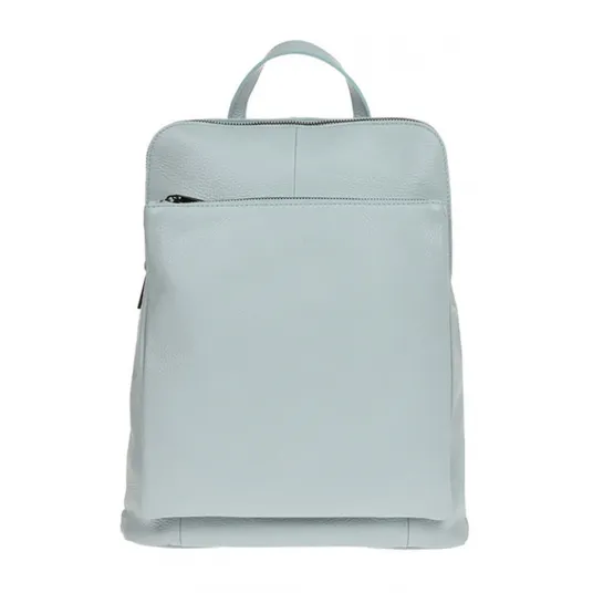 Chiara Canotti, Rucsac de piele cu buzunar cu fermoar, Albastru pastel