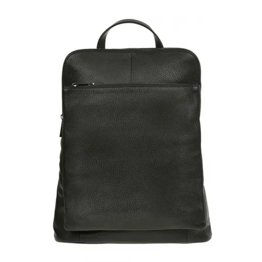 Chiara Canotti, Rucsac de piele cu buzunar cu fermoar, Negru