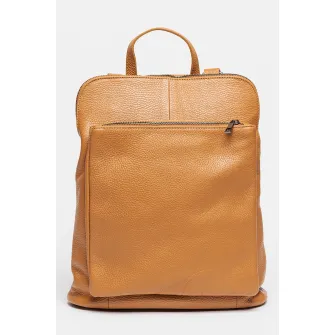 Chiara Canotti, Rucsac de piele cu buzunar cu fermoar, Ocru