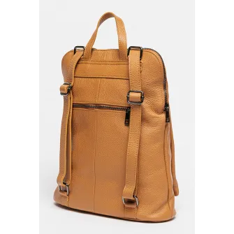 Chiara Canotti, Rucsac de piele cu buzunar cu fermoar, Ocru