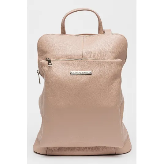 Chiara Canotti, Rucsac de piele cu buzunar cu fermoar, Piersica