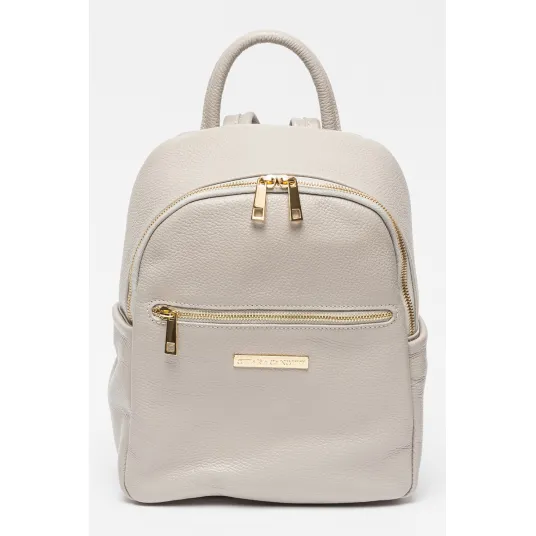 Chiara Canotti, Rucsac de piele cu logo, Gri deschis