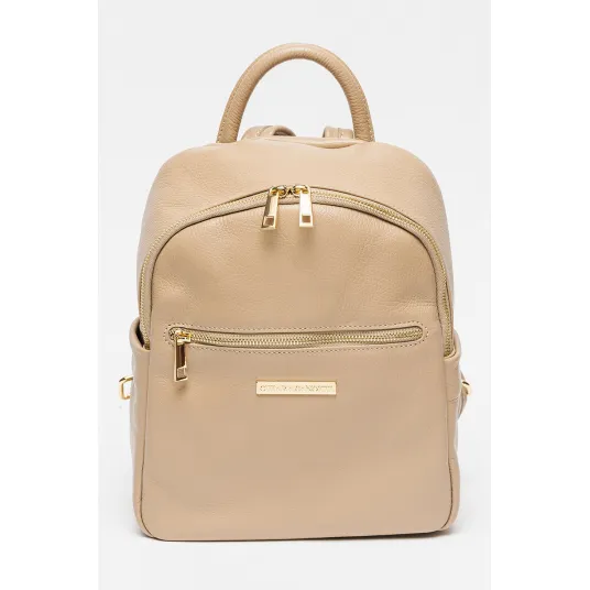 Chiara Canotti, Rucsac de piele cu logo, Maro taupe