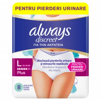 Chiloti pentru incontinenta urinara Always Discreet Pants Marimea L, 8 buc