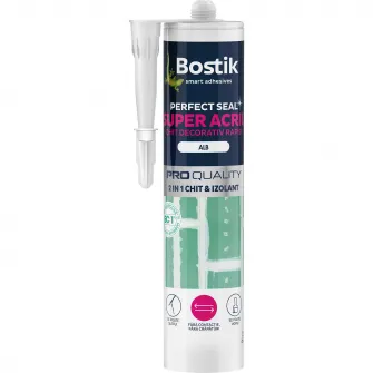 Chit decorativ si izolant acrilic Bostik Pro Quality 2in1, 280 ml, Alb