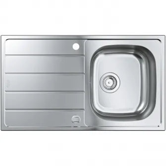 Chiuveta bucatarie Grohe K200 31552SD1, 860 x 500 mm, picurator, 1 cuva, reversibila, montare pe blat, inox satinat