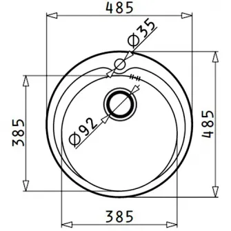Chiuveta bucatarie Pyramis CICLO, o485mm, 1 cuva, adancime 160mm, finisaj anticalcar, inox 18/10, montare pe blat