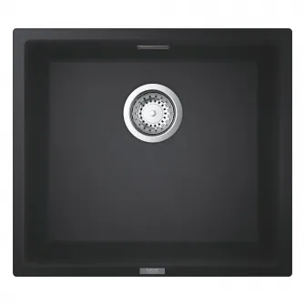 Chiuveta compozit Grohe K700U 31653AP0, 457x406 mm, montare sub blat, evacuare manuala, Kit montaj si evacuare inclus, Negru granit