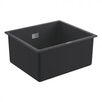 Chiuveta compozit Grohe K700U 31653AP0, 457x406 mm, montare sub blat, evacuare manuala, Kit montaj si evacuare inclus, Negru granit