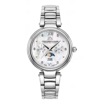 Christophe Duchamp, Ceas analog cu cadran cu 6 diamante, Argintiu