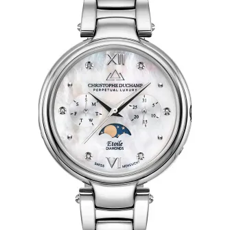 Christophe Duchamp, Ceas analog cu cadran cu 6 diamante, Argintiu