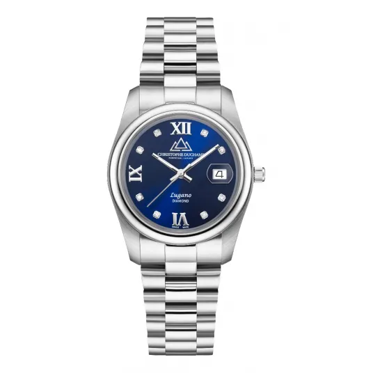 Christophe Duchamp, Ceas analog cu diamante, Argintiu