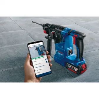Ciocan rotopercutor pe acumulator Bosch Professional GBH 187-LI, 18 V, 2.4 J, 4350 percutii/min, 980 RPM, SDS plus, 1 acumulator, incarcator