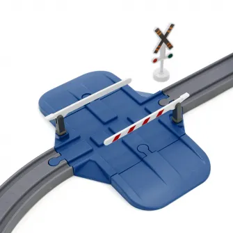 Circuit tren electric cu lumini si sunete, Mappy City Rail cu accesorii, 104 piese, albastru