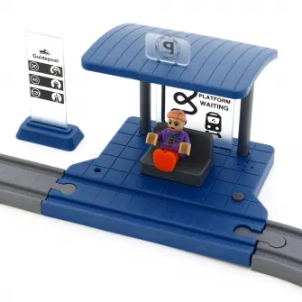 Circuit tren electric cu lumini si sunete, Mappy City Rail cu accesorii, 56 piese, albastru