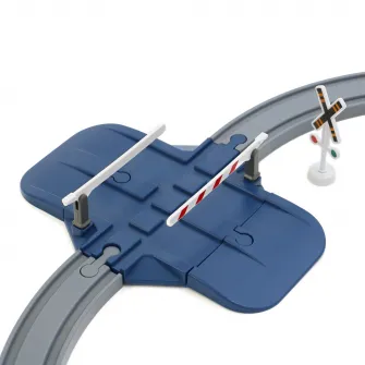 Circuit tren electric cu lumini si sunete, Mappy City Rail cu accesorii, 103 piese, albastru