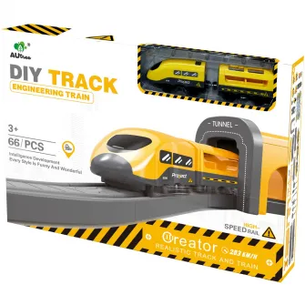 Circuit tren electric Mappy Engineering cu accesorii, 66 piese