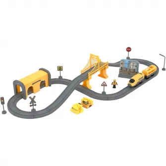 Circuit tren electric Mappy Engineering cu accesorii, 66 piese
