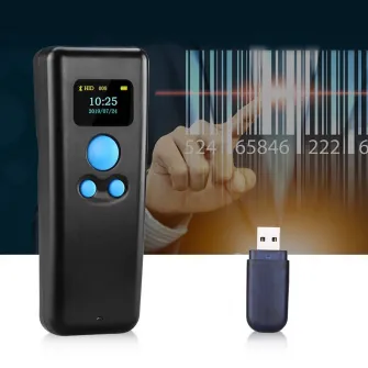 Cititor coduri bare Bluetooth 1D 2D portabil, USB, CMOS, Android iOS PC, 16MB, LED vibratii