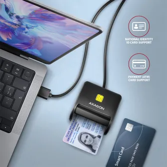 Cititor SIM Axagon Smart Card PocketReader, CRE-SM3N, USB 2.0