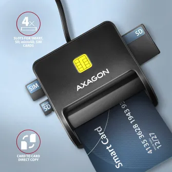 Cititor SIM Axagon Smart Card PocketReader, CRE-SM3SD, USB 2.0